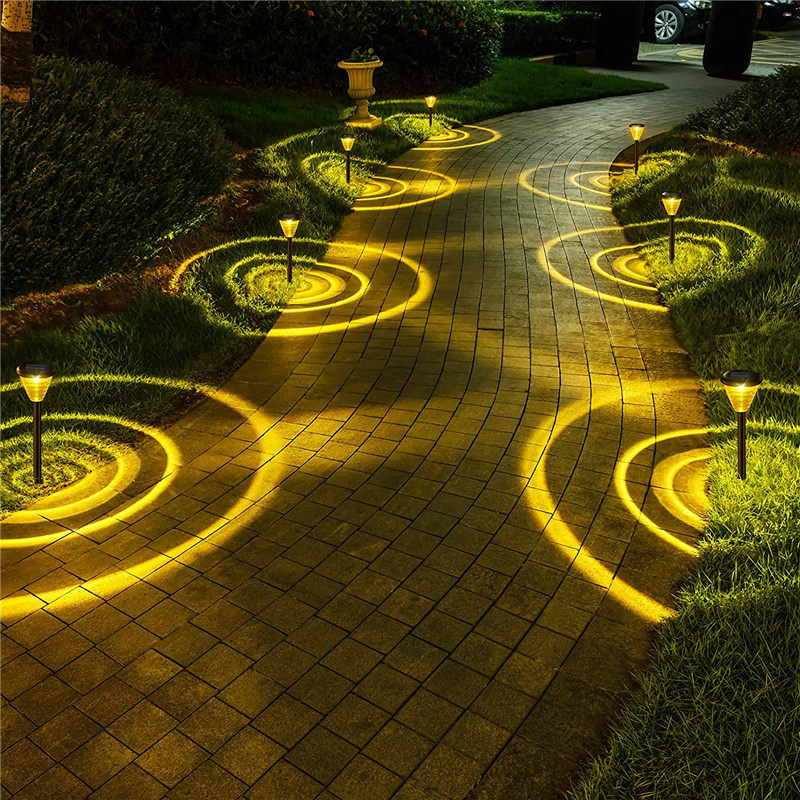 Angelila Color Changing+Warm White LED Solar Landscape Lights Waterproof Path Lights Outdoor Solar Powered RGB Garden Lights for Walkway Yard Backyard Lawn  Decorative